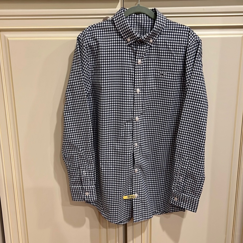 Vineyard Vines Boys Arawak Gingham On-The-Go Nylon Whale Shirt